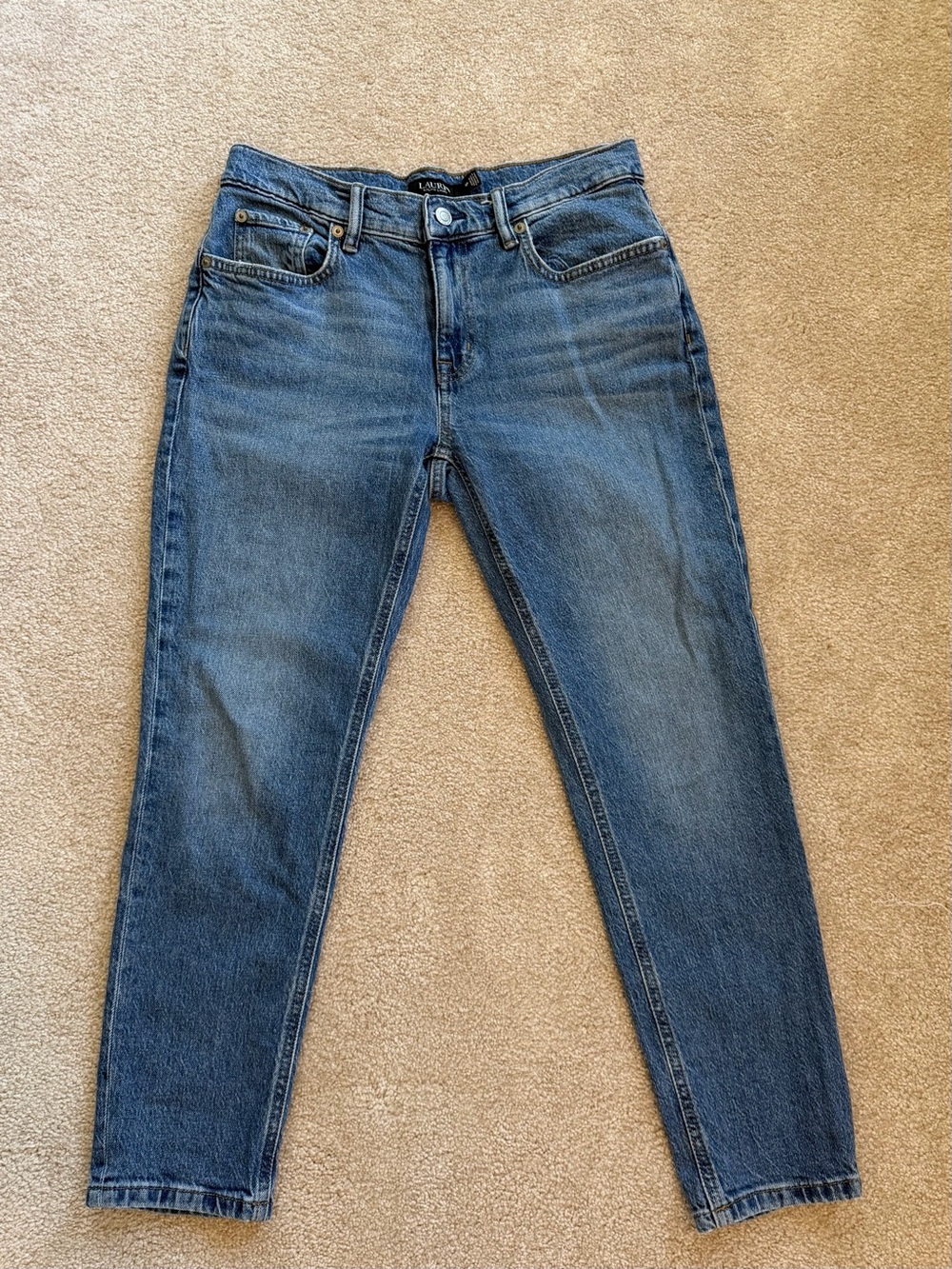 Ralph Lauren Women's High-Rise Straight Jeans in Medium Blue